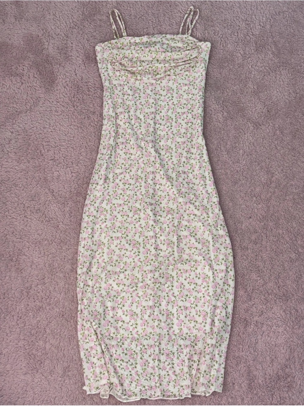 See You Monday Pink & Green Floral Slip Dress